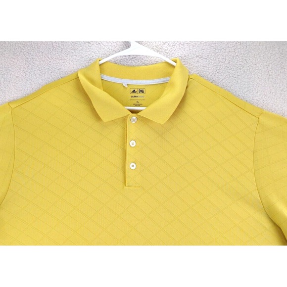 Adidas Golf Polo Shirt Men's XL Yellow ClimaCool Short Sleeve Performance - Picture 5 of 16